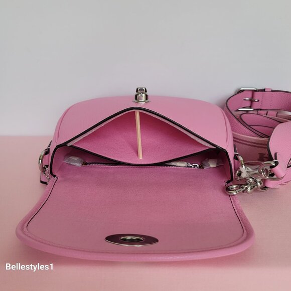 COACH Willow Saddle Pebbled Leather Saddle Crossbody Bag- Vivid Pink⭐ - Picture 13 of 16